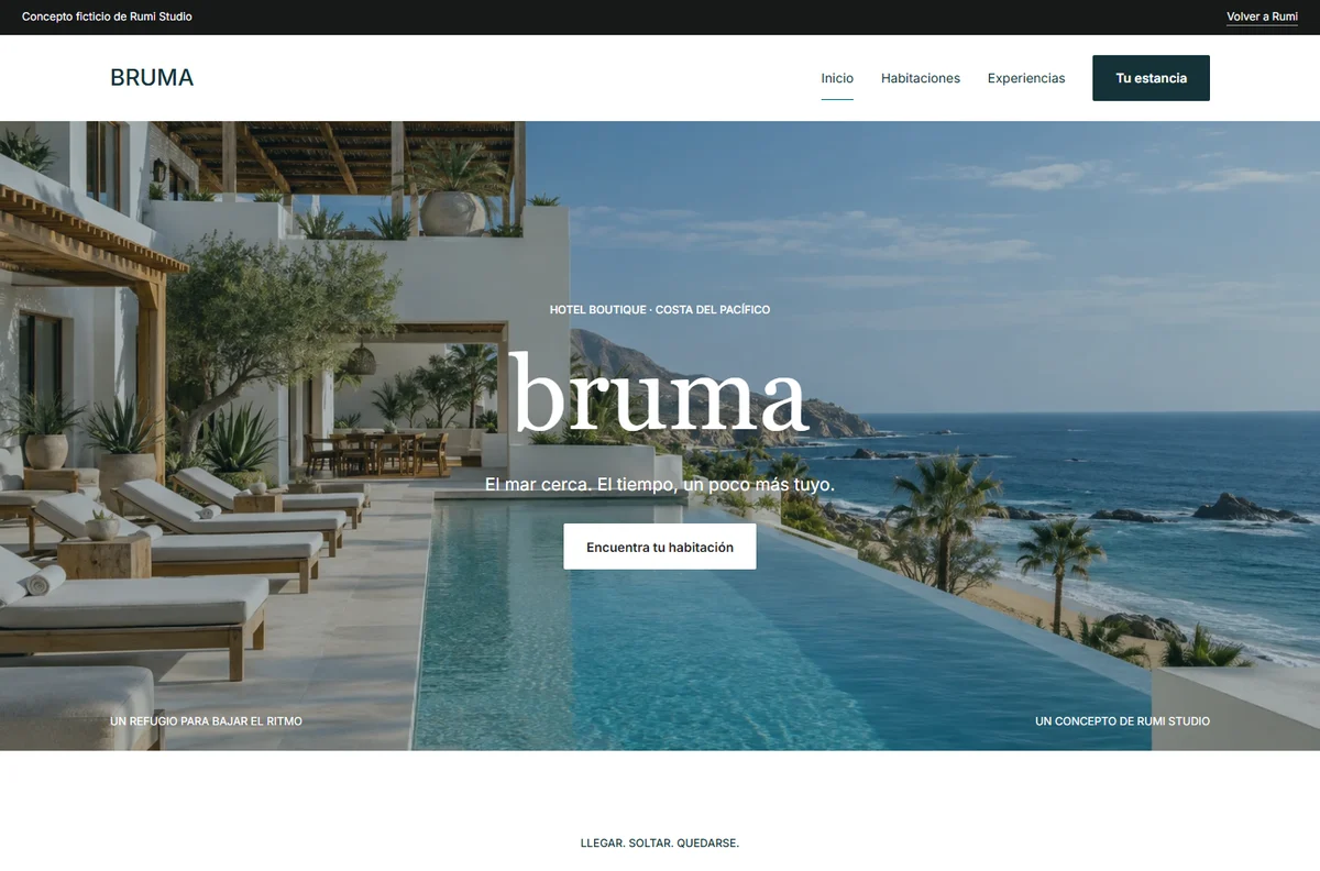 Vista real del sitio conceptual Bruma, hotel boutique